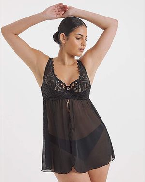 Simply Be Zebra Lace Babydoll - Black
