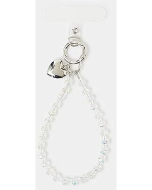 Accessorize Beaded Wrist Phone Strap - White
