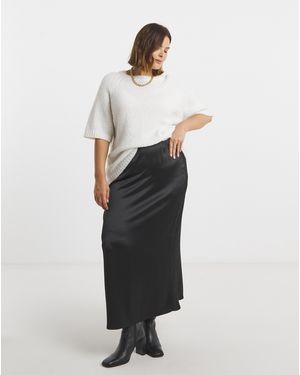 Simply Be Satin Maxi Skirt - White