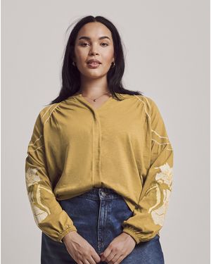Julipa Embroidered Jersey Blouse - Natural