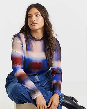 Simply Be Print Mesh Top - Blue