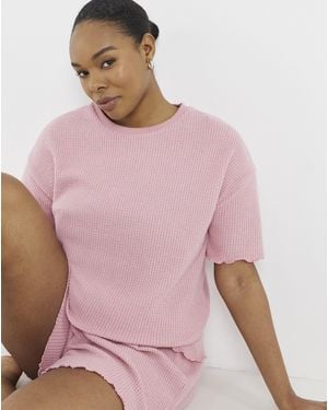 Pretty Secrets Waffle Lounge Short Set - Pink