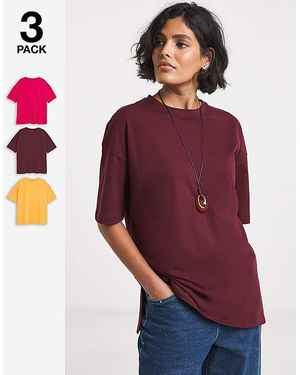 Simply Be 3 Pack Boyfriend T-Shirts - Red