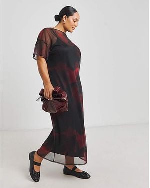 Simply Be Printed Mesh T-Shirt Dress - White
