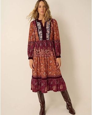 Monsoon Hunter Floral Jersey Midi Dress - Red