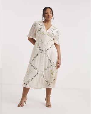 Hope & Ivy Astrid Floral Midi Dress - Natural