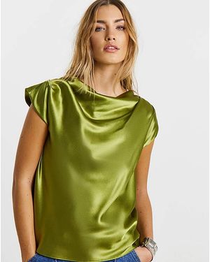 Simply Be Satin Drape Blouse - Green