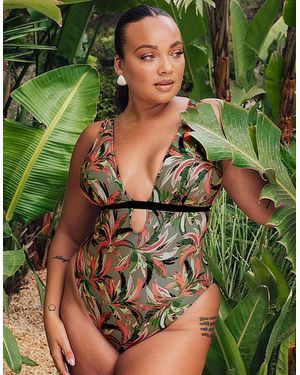 Curvy Kate Sunset Palm Multiway Swimsuit - Green