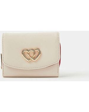 Accessorize Double Heart Leather Purse - Natural