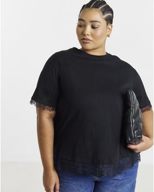 Simply Be Lace Insert Back Tee - Black