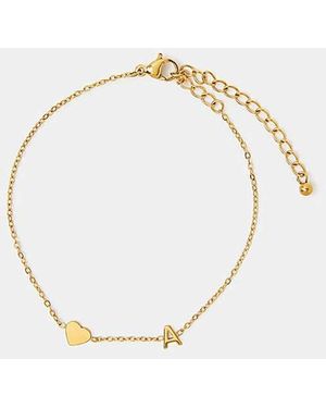 Accessorize Ss Heart Initial Bracelet - Metallic