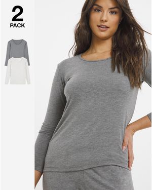 Pretty Secrets 2 Pack Thermal Long Sleeve Tops - Grey