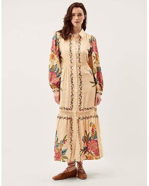 Monsoon Rosaleigh Floral Maxi Dress - Natural