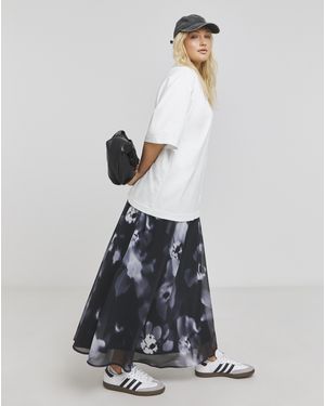 Simply Be Georgette Full Maxi Skirt - Grey