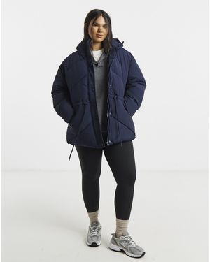 Simply Be Adjustable Waist Detail Padded Coat - Blue