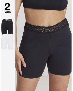 Pretty Secrets 2 Pack Lace Trim Shorts - Black