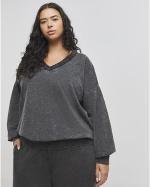 Simply Be Deep V Neck Sweatshirt - Grey