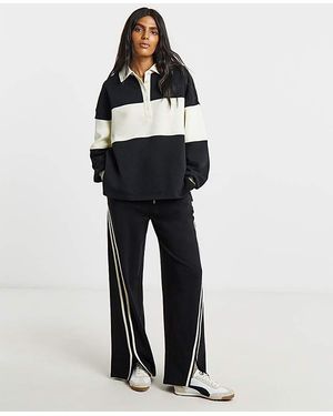 Simply Be Wide Leg Jogger With Stripes To Side - Blue