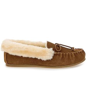JD Williams Suede Moccasin Slippers E Fit - Brown