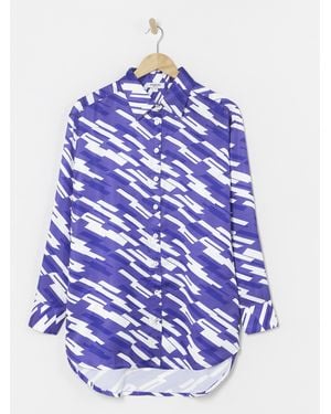 Simply Be Geo Print Relaxed Satin Shirt - Blue