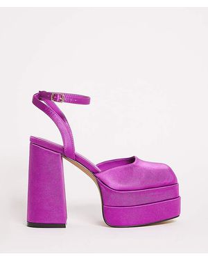 Simply Be Square Toe Platform Heeled Shoes Wide - Purple