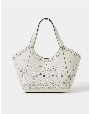 Accessorize Laser Cut Tote Bag - White