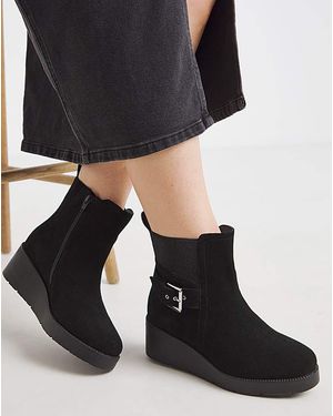 Simply Be Wedge Chelsea Boots Wide - Black