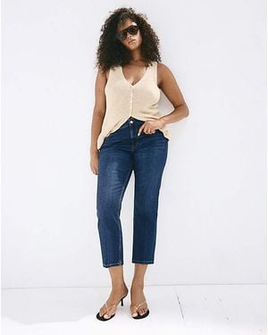 Mango Sienna Flared Cropped Jeans - Blue