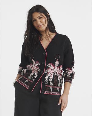 Simply Be Print Cardigan - Black