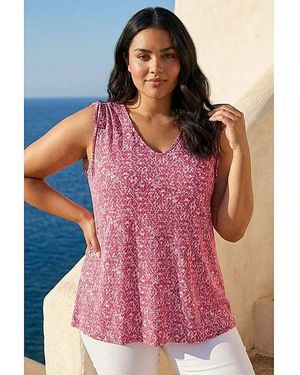 Roman Curve Ruched Shoulder Vest Top - Pink