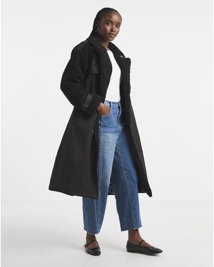 Simply Be Borg Mix Trench Coat - Blue