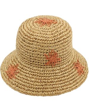 Simply Be Cherry Embroidered Raffia Hat - Natural