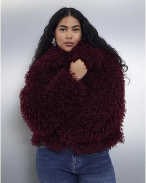 Simply Be Zip Front Short Faux Fur Coat - Red