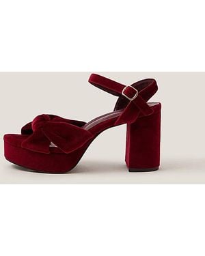 Monsoon Nola Velvet Platform Heels - Red