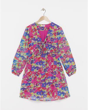 Simply Be Knot Front Skater Dress - Pink