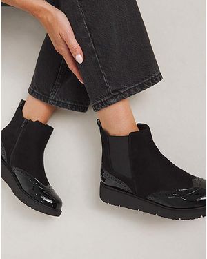 Heavenly Soles Low Wedge Chelsea Boots Wide E Fit - Black