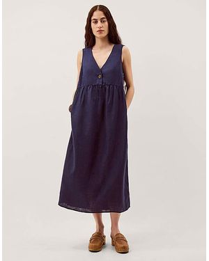 Monsoon Posey Linen Midi Dress - Blue