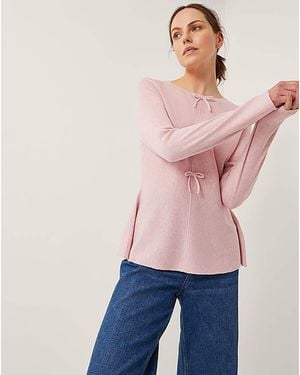 Monsoon Paula Peplum Bow Jumper - Pink