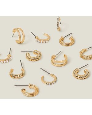 Accessorize 6-Pack Textured Hoops - Natural