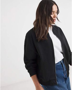 Simply Be Zip Through Bomber Jacket - Black