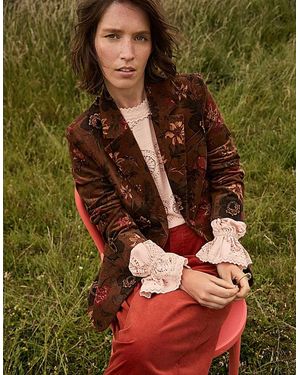 Monsoon Princella Floral Corduroy Blazer - Brown