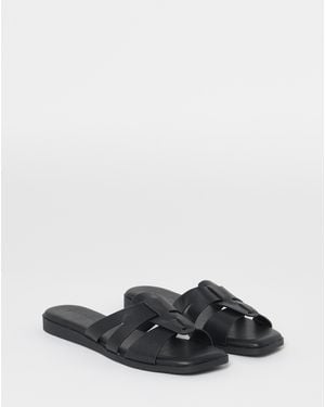 Simply Be Woven Flat Mule Sandals Wide - Black