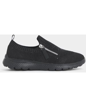 Cushion Walk Sparkle Knit Trainers Wide - Black