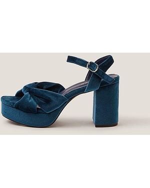 Monsoon Nola Velvet Platform Heels - Blue