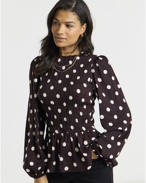 Simply Be Shirred Long Sleeve Top - Black