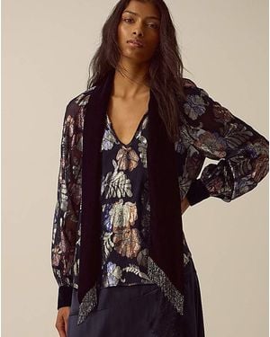 Monsoon Hattie Metallic Jacquard Blouse - Black