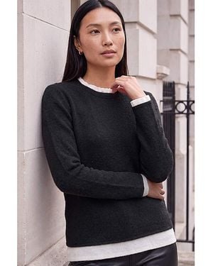 Roman Roman Frill Contrast Stretch Jersey Top - Grey