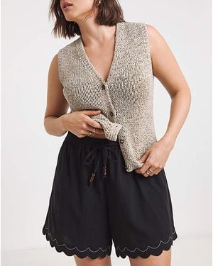 Simply Be Scallop Hem Shorts - Blue