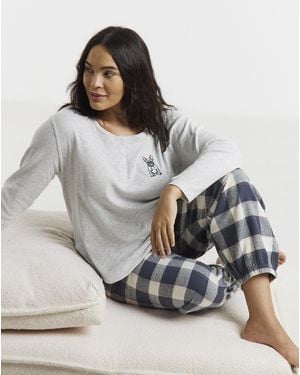 Pretty Secrets Henley Check Pyjama Set - Grey