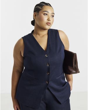Simply Be Denim Look Waistcoat - Blue